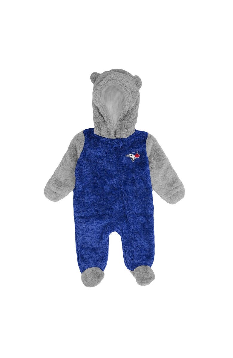 Outerstuff Newborn and Infant Royal/Gray Toronto Blue Jays Game Nap Teddy Fleece Bunting Full-Zip Sleeper, Alternate, color, 