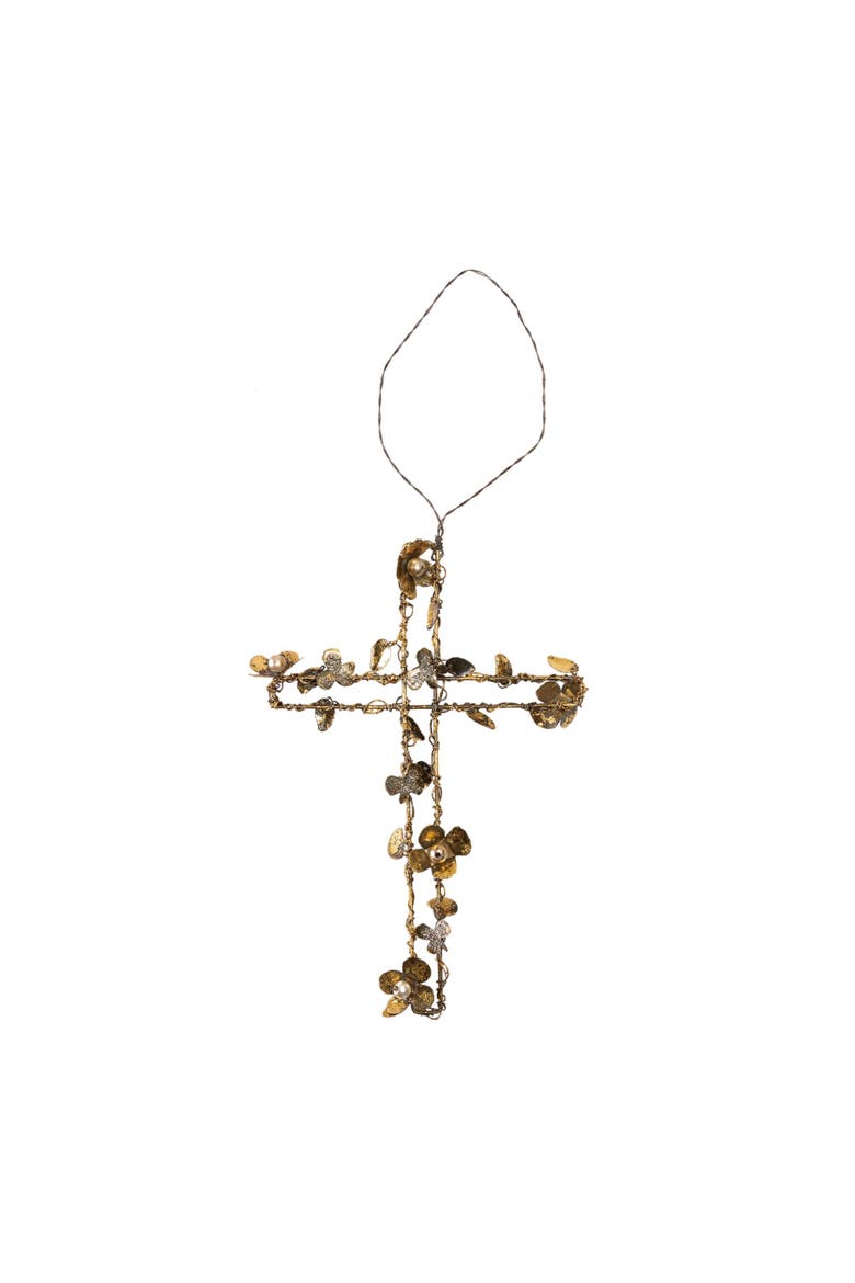 Wire Hanging Embellished Cross Spring Wall Art Home Decoration, Main, color, Multicolored