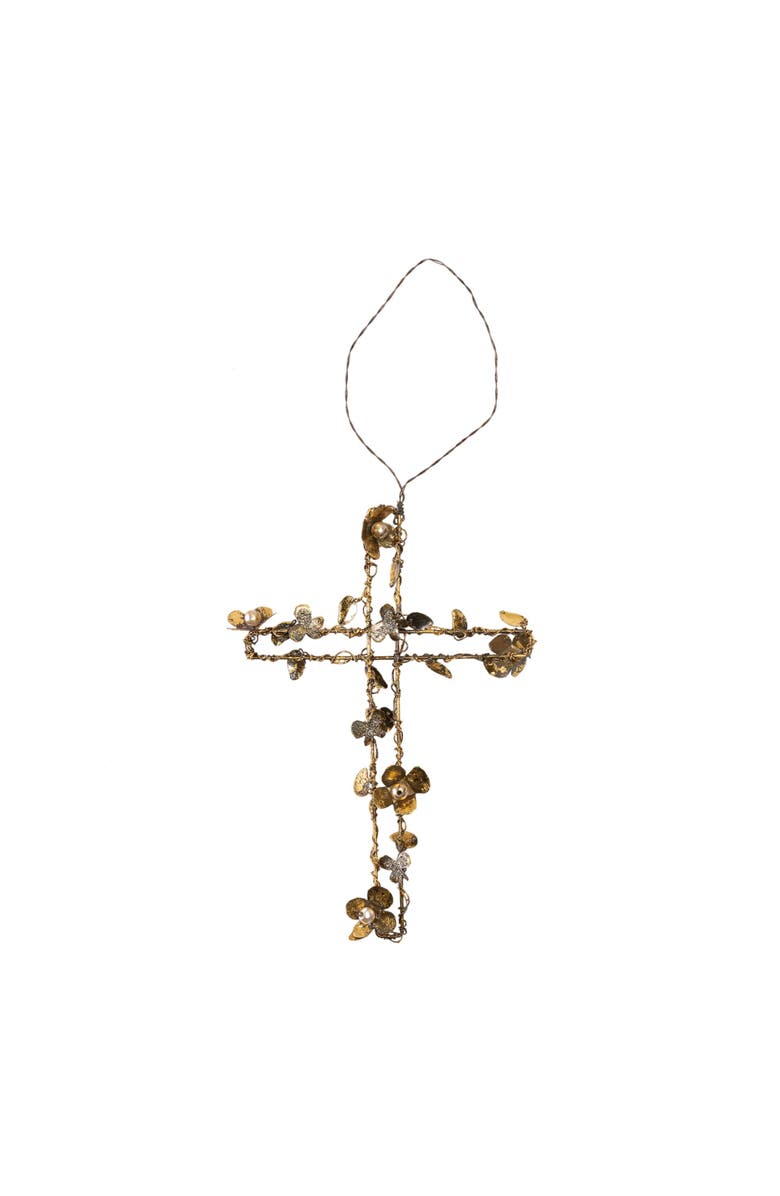 Transpac Wire Hanging Embellished Cross Spring Wall Art Home Decoration, Main, color, Multicolored