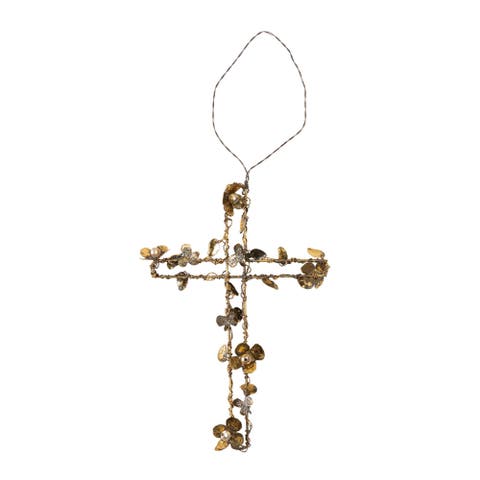 Wire Hanging Embellished Cross Spring Wall Art Home Decoration