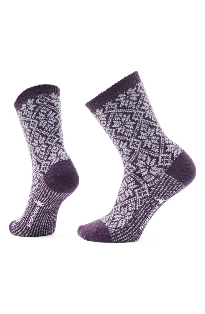 Smartwool Everyday Traditional Snowflake Merino Wool Blend Crew Socks, Main, color, Purple Iris