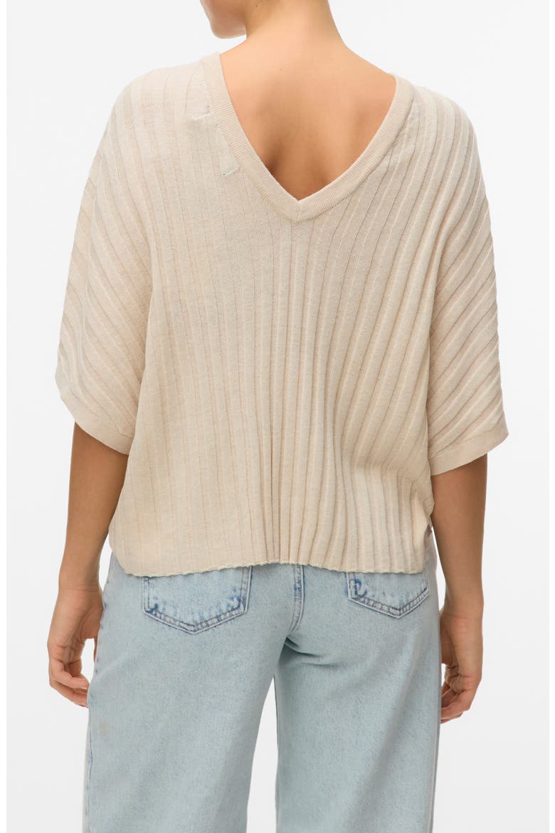 Barbados Short Sleeve V-Back Sweater, Alternate, color, OATMEAL