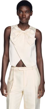 SANDRO Satin bow crop top
