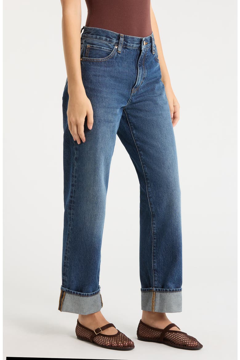 The Hang High Waist Cuffed Straight Leg Jeans, Alternate, color, ACUMEN