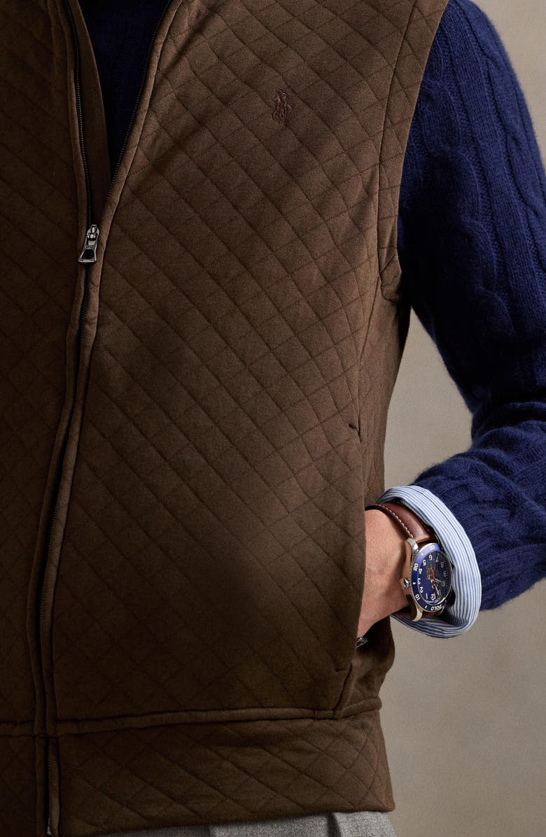 Polo Ralph Lauren Micro Quilted Cotton Zip-Up Vest, Alternate, color, Nutmeg Brown