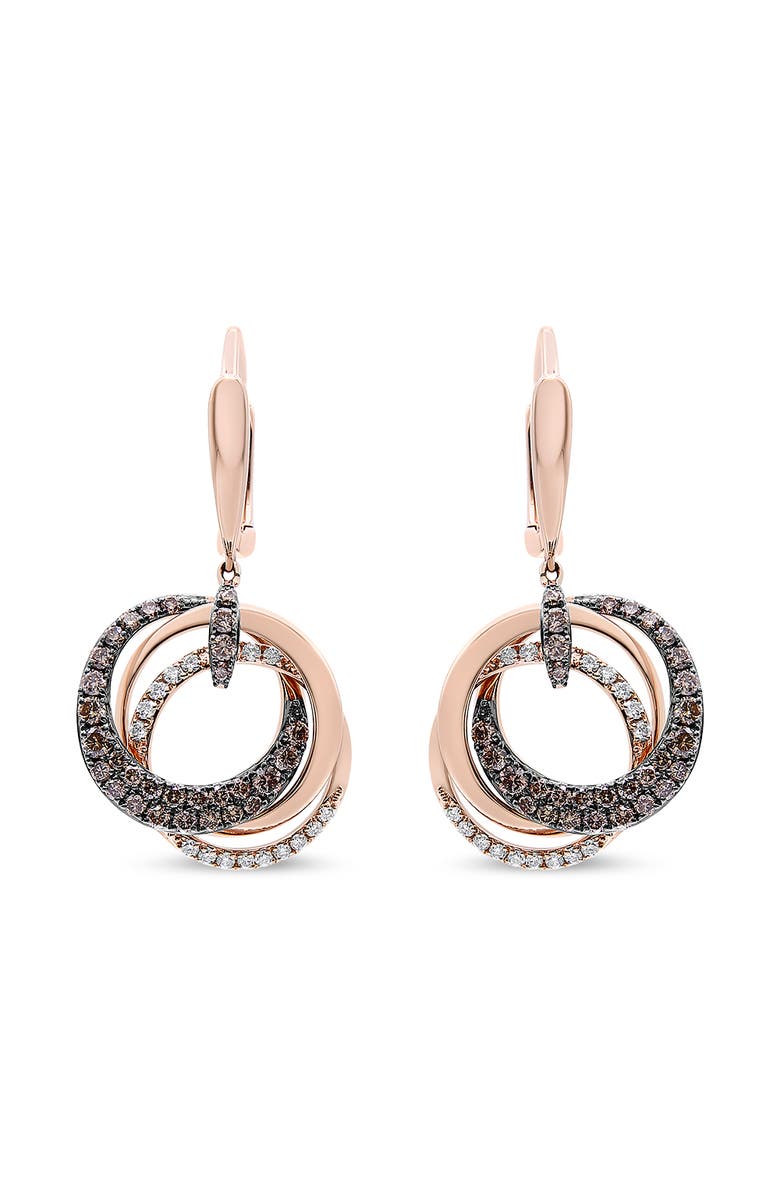 Haus of Brilliance 14K Rose Gold 1.00 Cttw Diamond Hoops and Circle Dangle Earrings, Alternate, color, Pink