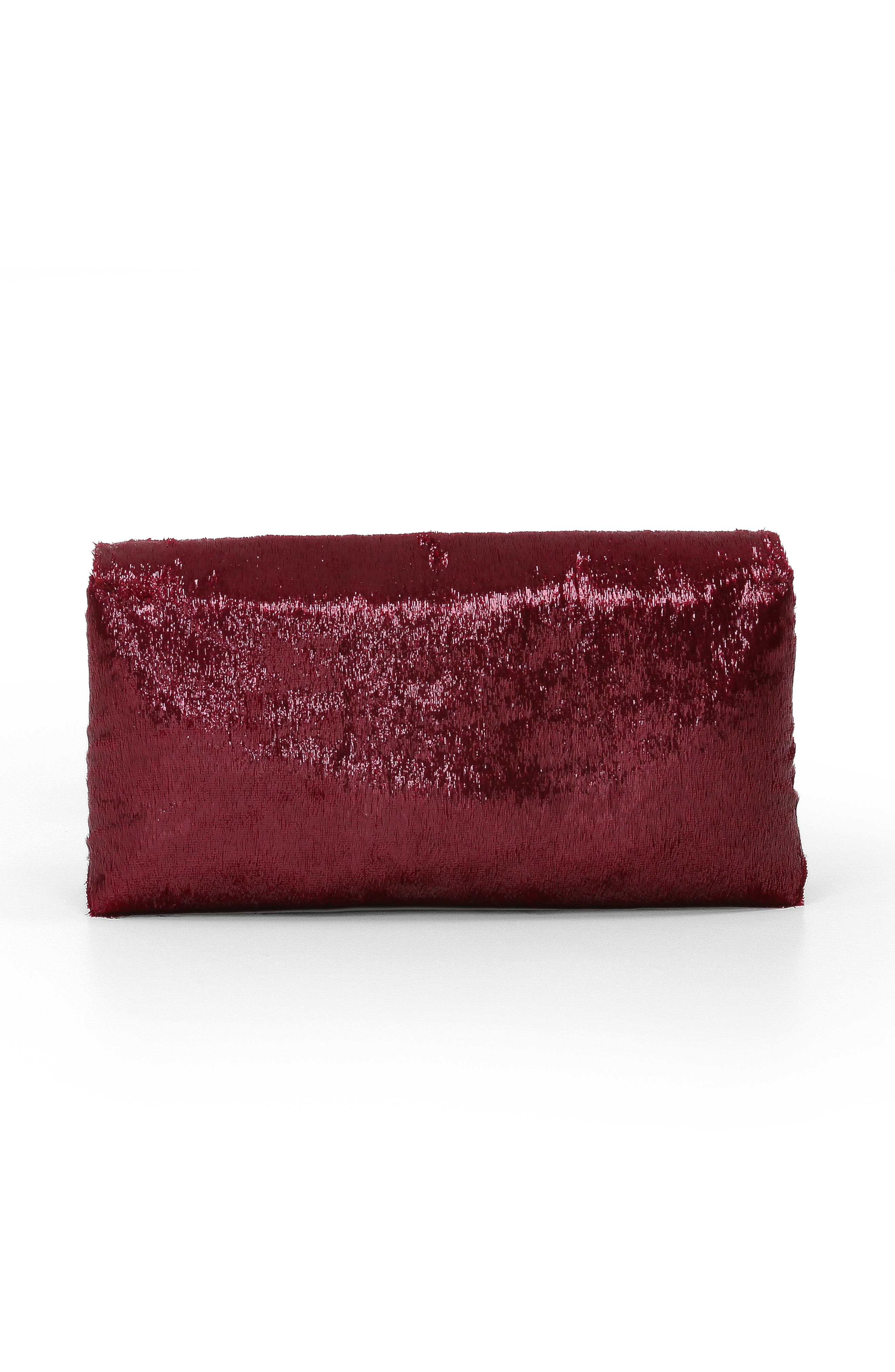 Jewel Badgley Mischka Angel Soft Faux Pony Hair Envelope Clutch, Alternate, color, Dark Red