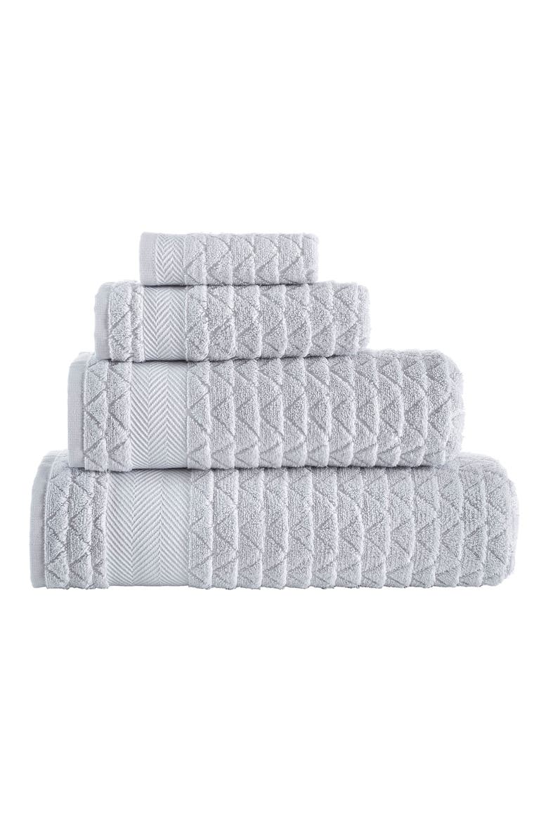 Herringbone Cotton Bath Towel, Main, color, SILVER