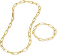 SAVVY CIE JEWELS 2-Piece Paperclip Chain Necklace & Bracelet Set