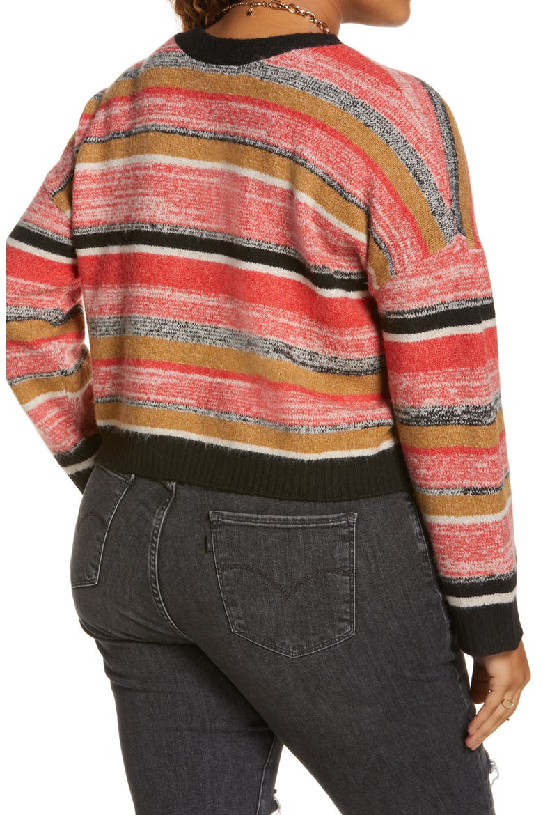 Crop Recycled Blend Cardigan, Alternate, color, BLACK MARL STRIPE