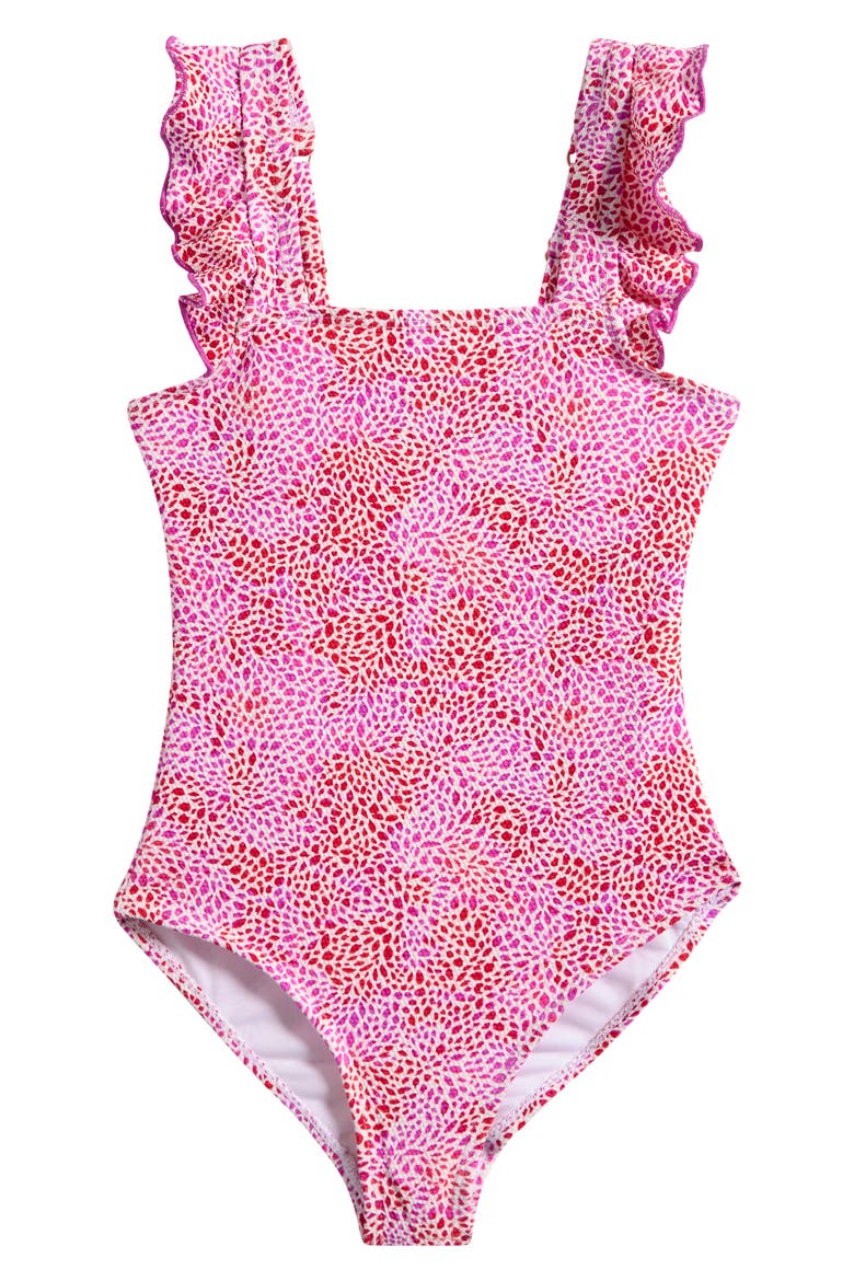 Kids' Tangalooma One-Piece Swimsuit, Main, color, HIBISCUS RED
