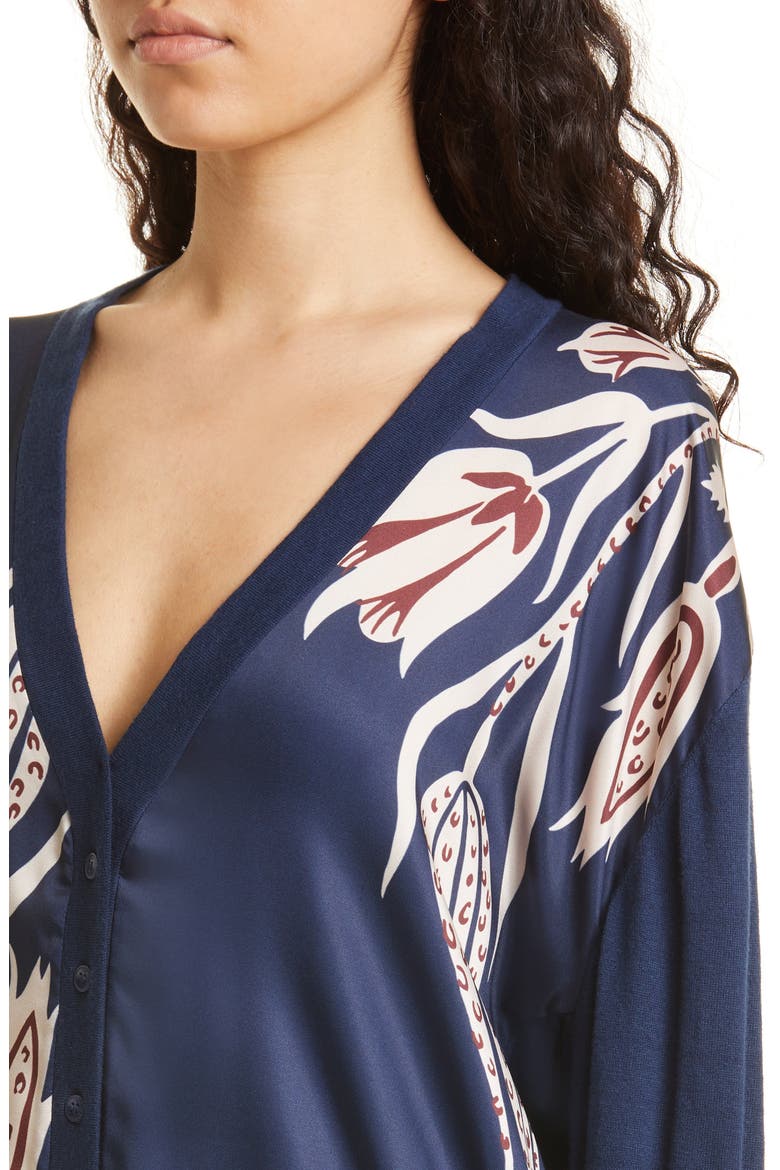 Women's Naincy Print Cardigan, Alternate, color, DARK NAVY