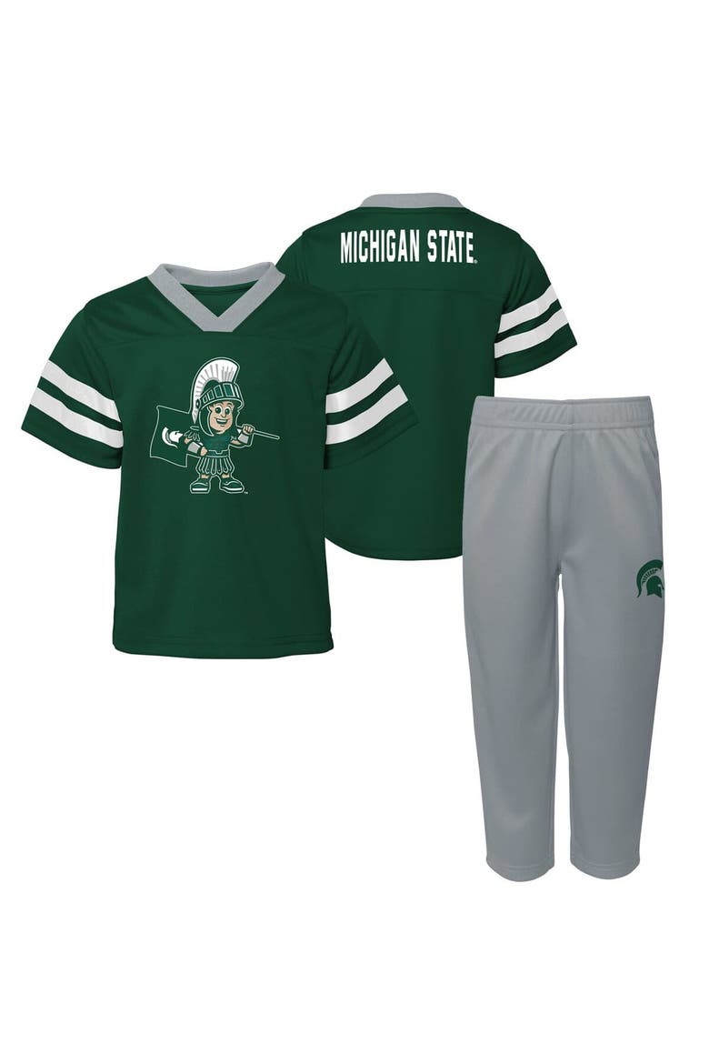 Preschool Green Michigan State Spartans Two-Piece Red Zone Jersey & Pants Set, Main, color, Green