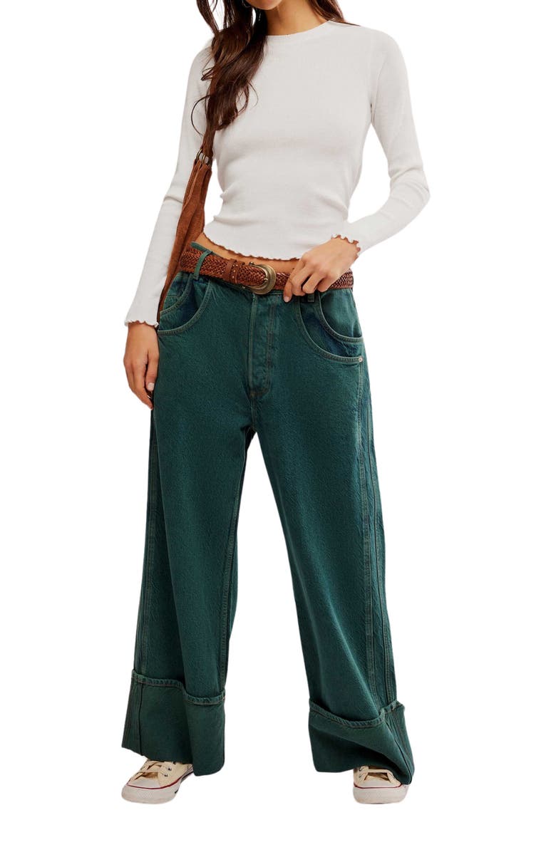 Free People Final Countdown Cuffed Wide Leg Jeans, Alternate, color,