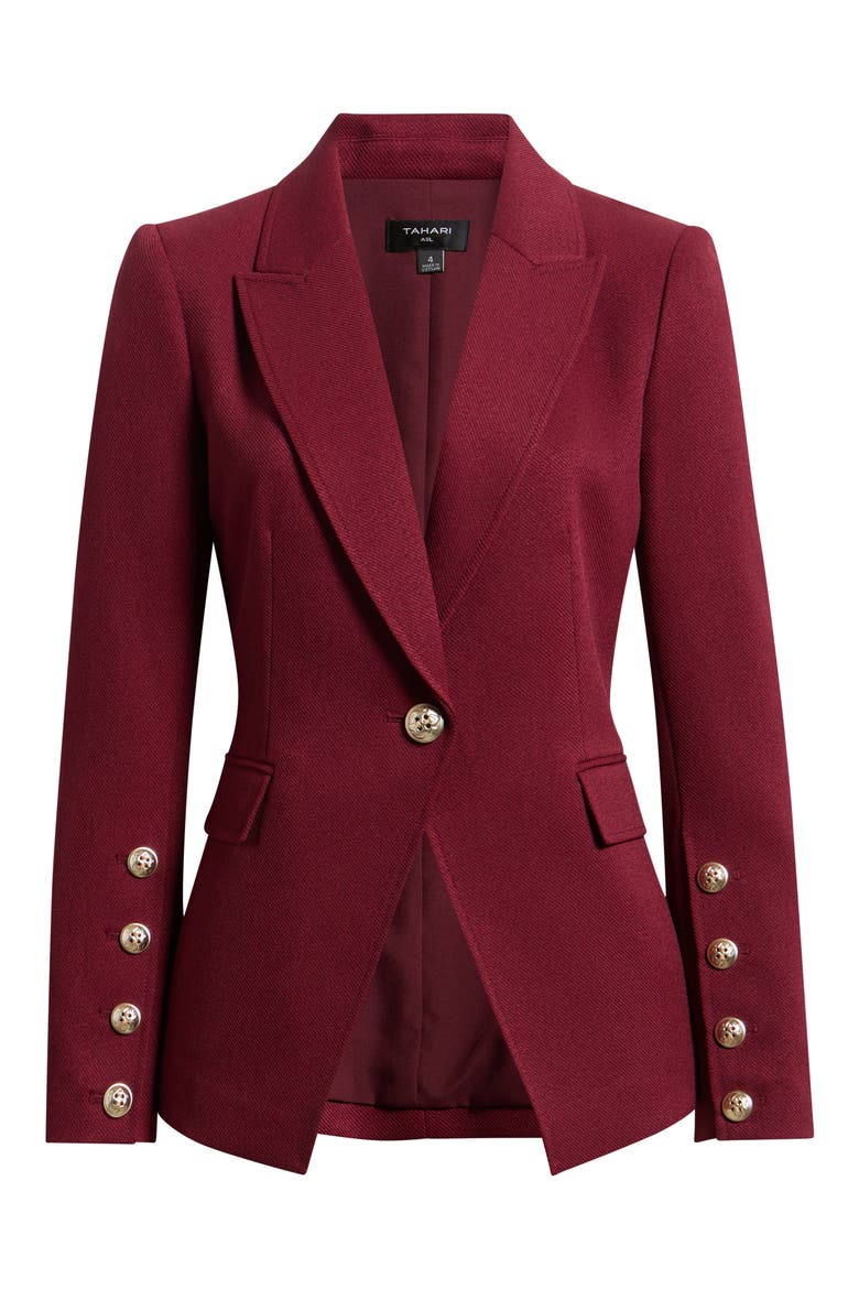 One-Button Structured Blazer, Main, color, CRANBERRY