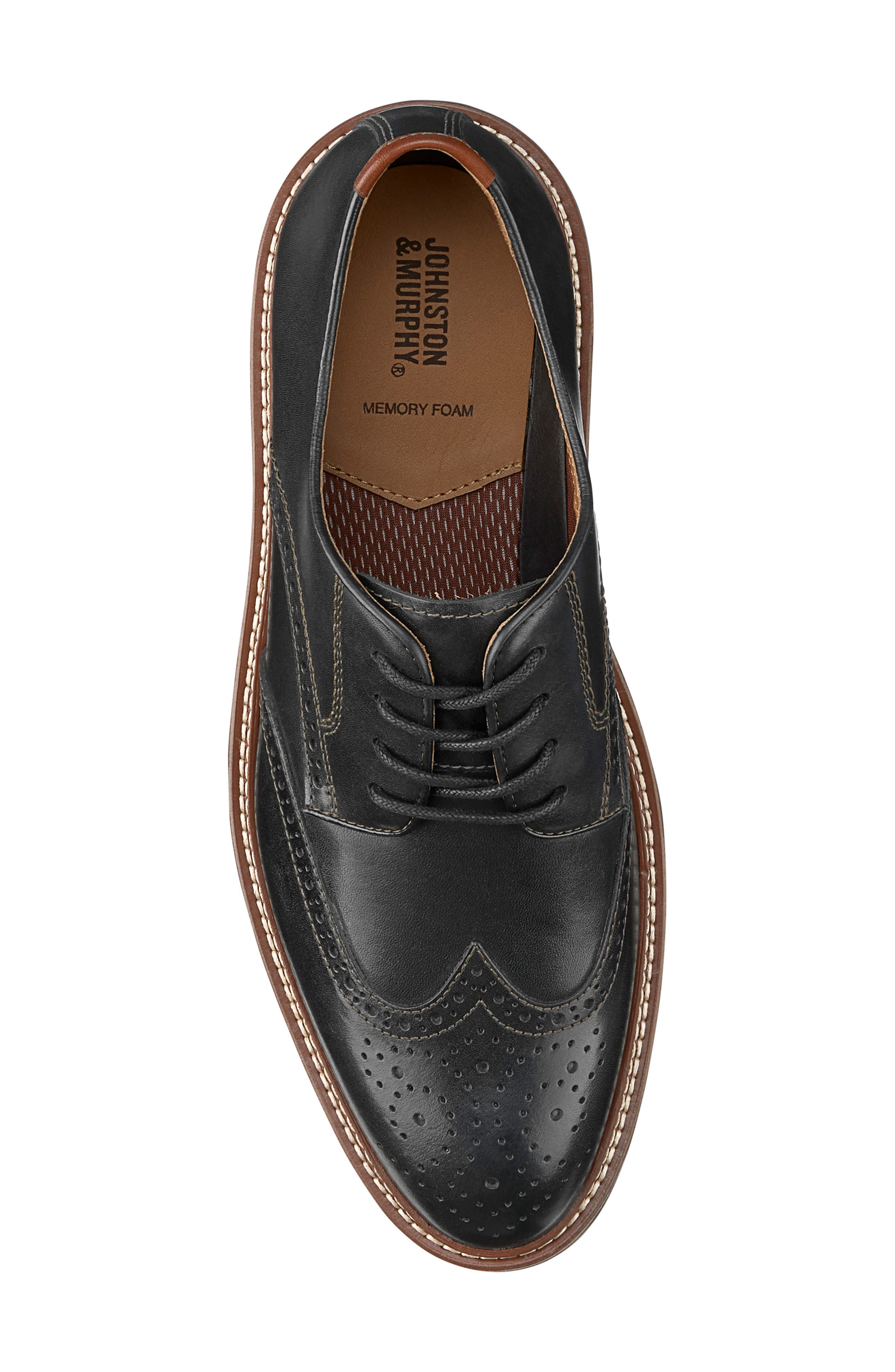Johnston & Murphy Upton Wingtip Derby, Alternate, color, Black Full Grain