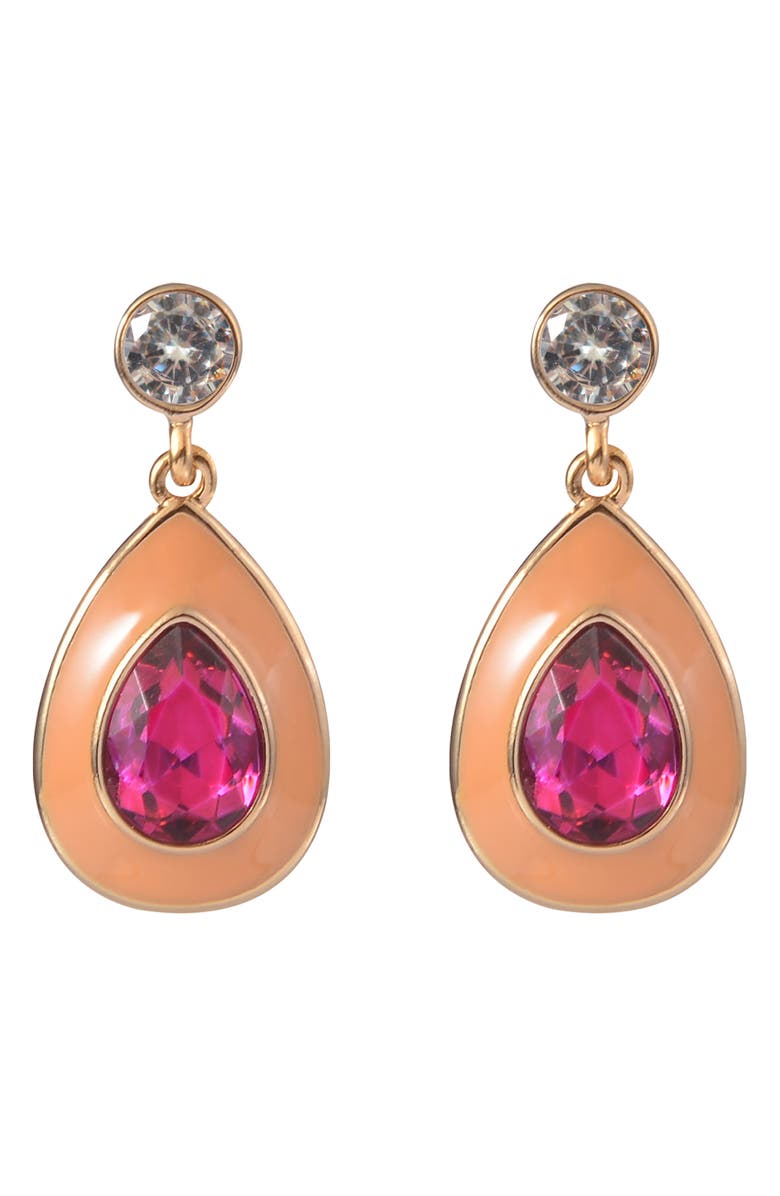 Laundry by Shelli Segal Crystal & Enamel Teardrop Earrings, Alternate, color,