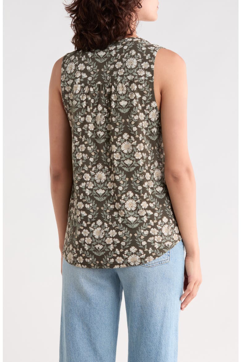 Print Smocked Tank, Alternate, color, BLACK FLORAL