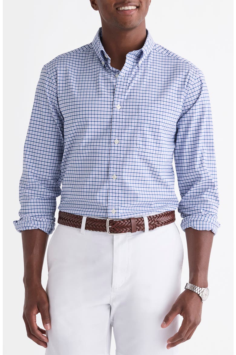 Skysail Gingham Performance Button Down Shirt, Main, color, LAVENDER SKY