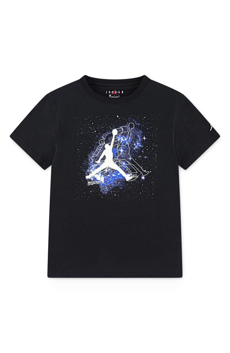 Jordan Kids' Sky Is Not the Limit Glow in the Dark Graphic T-Shirt, Main, color, Black