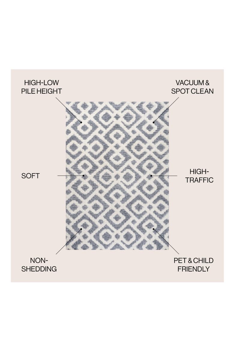 Astrid Retro Trellis High-Low Area Rug, Alternate, color, Cream/Gray