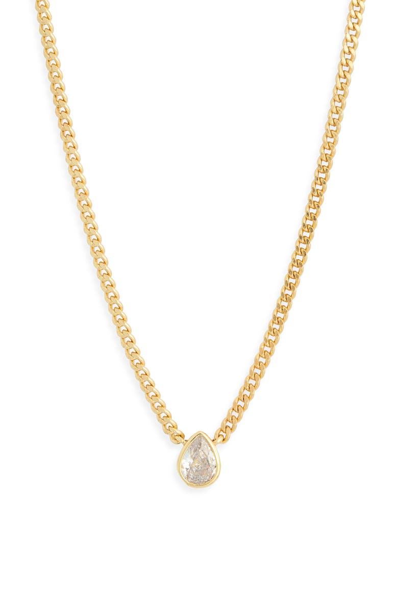 Pear Cut Cubic Zirconia Pendant Necklace, Alternate, color, CLEAR- GOLD