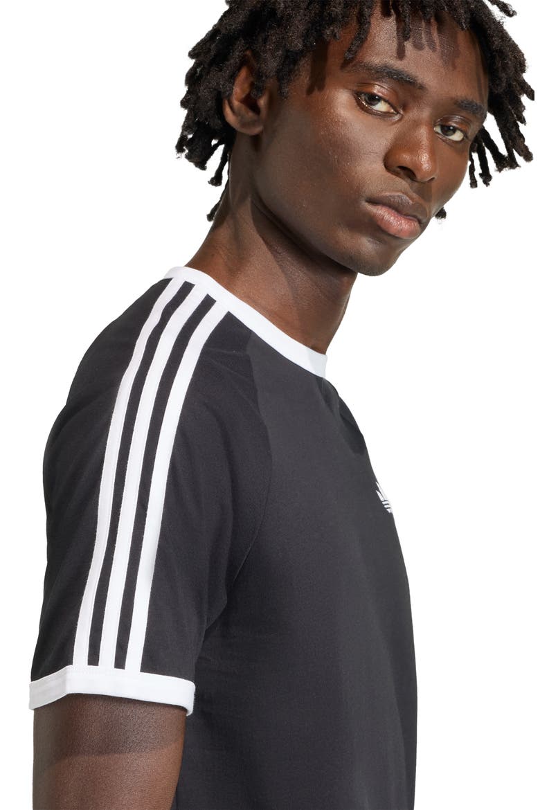 3-Stripes Cotton T-Shirt, Alternate, color, BLACK