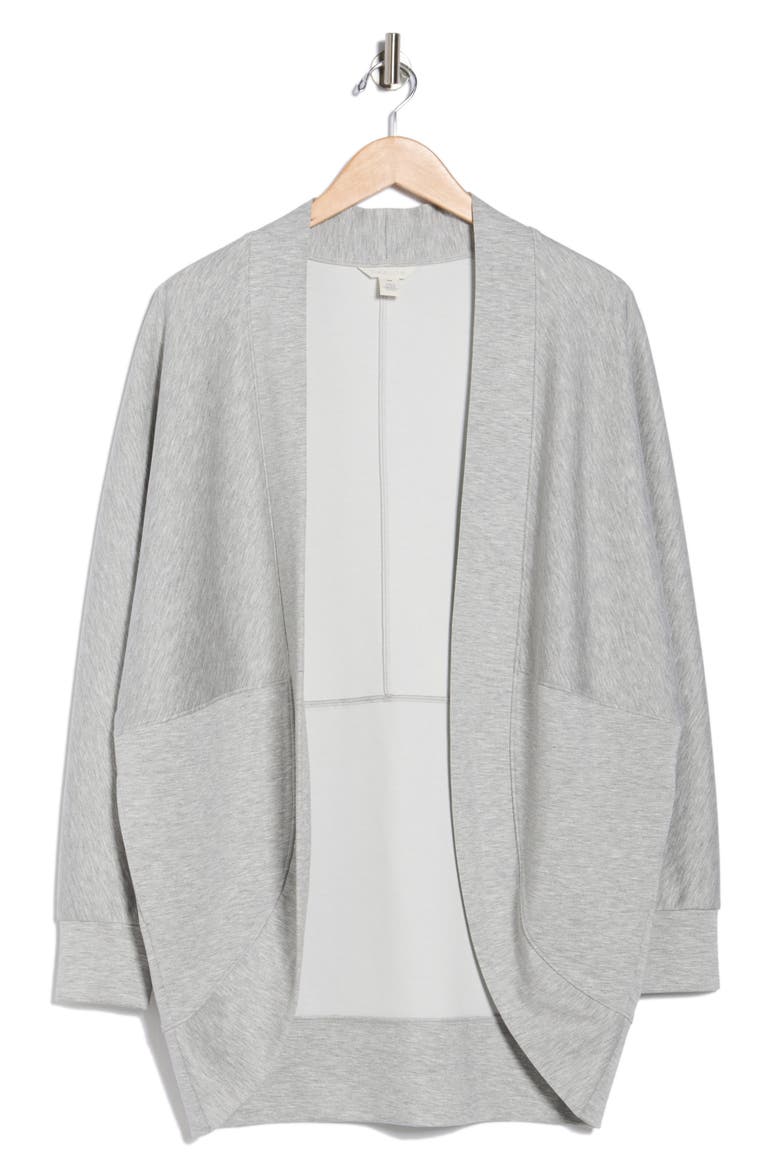 Long Sleeve Scuba Knit Cocoon Cardigan, Alternate, color, GREY HEATHER