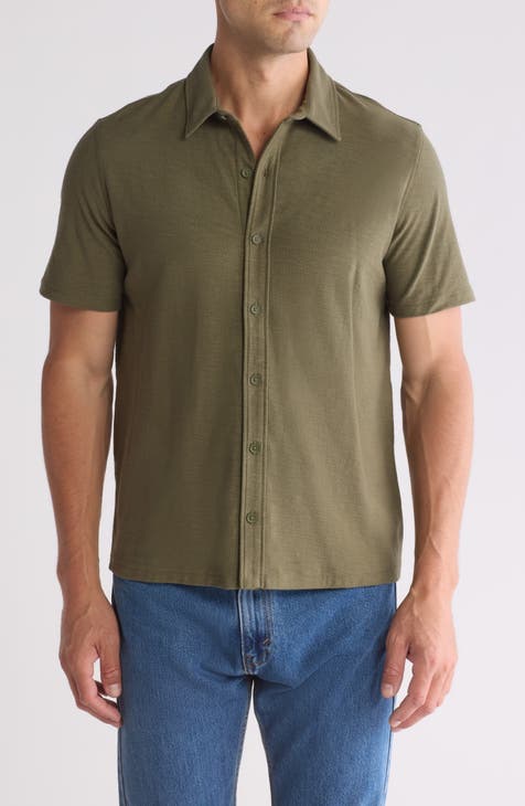 Heavy Slub Short Sleeve Button-Up Shirt