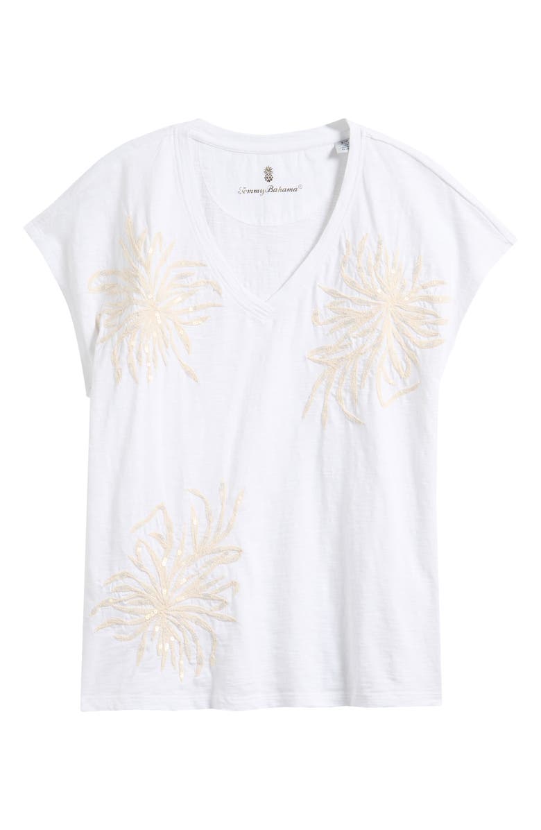 Tommy Bahama Tropic Twist Sequin Embroidery Organic Cotton T-Shirt, Alternate, color, White
