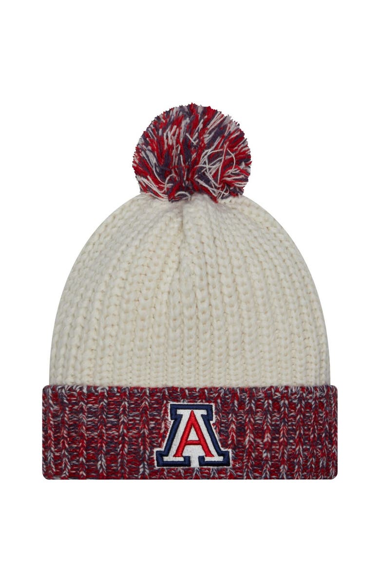 New Era Women's New Era Cream Arizona Wildcats Fresh Cuffed Knit Hat with Pom, Main, color,
