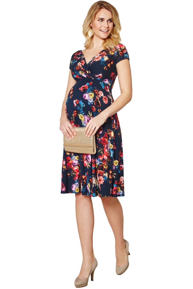 Alessandra Maternity Dress, Alternate, color, MIDNIGHT GARDEN