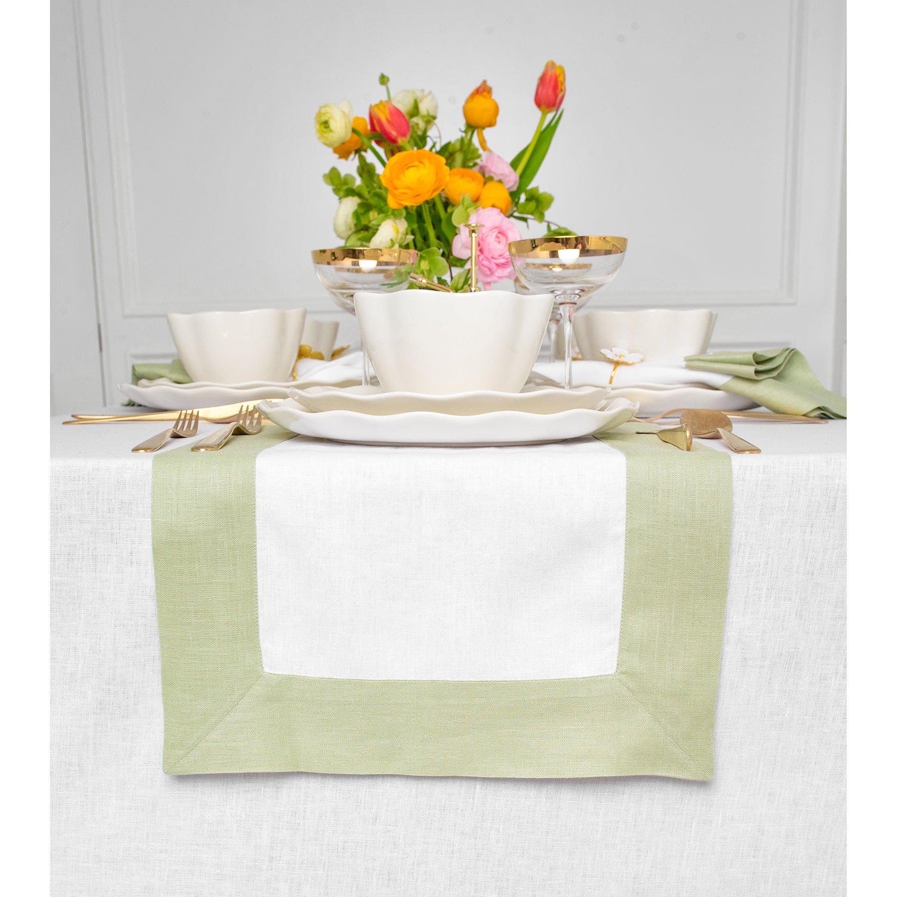Sage Green and White
