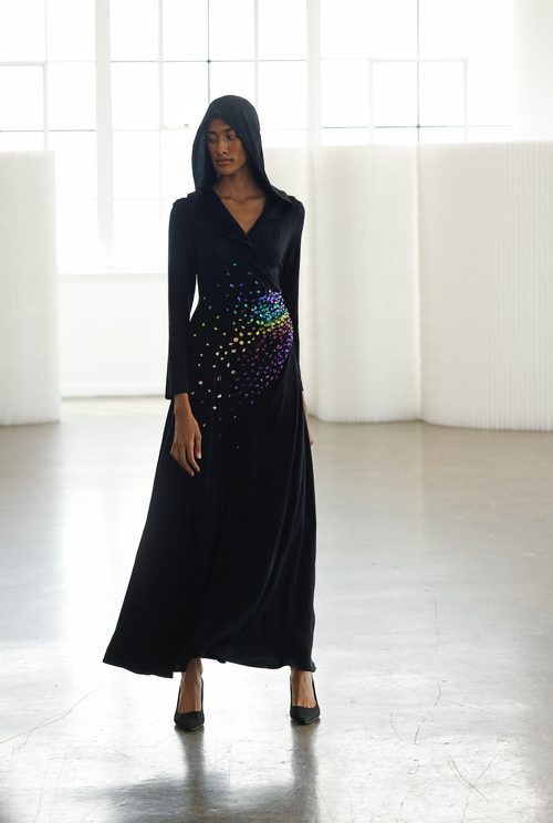 Le Fafo Aurora Hooded Dress In Multi