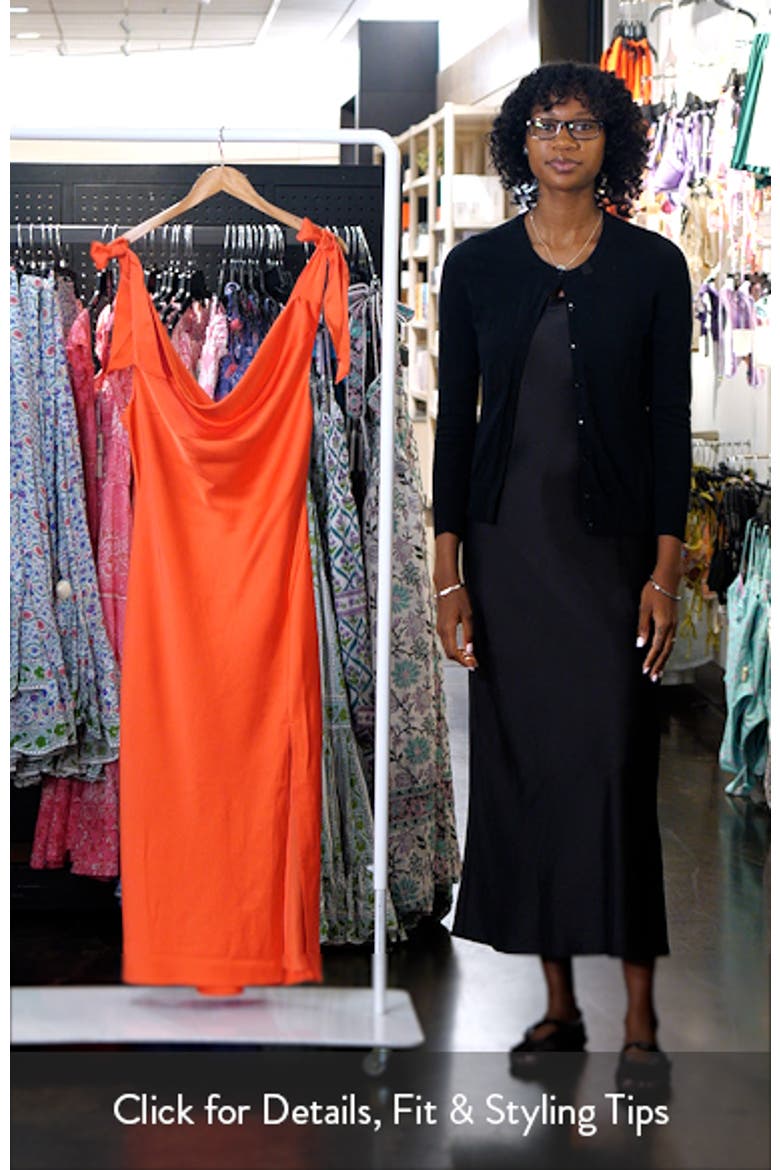Allexina Tie Shoulder Satin Midi Dress video