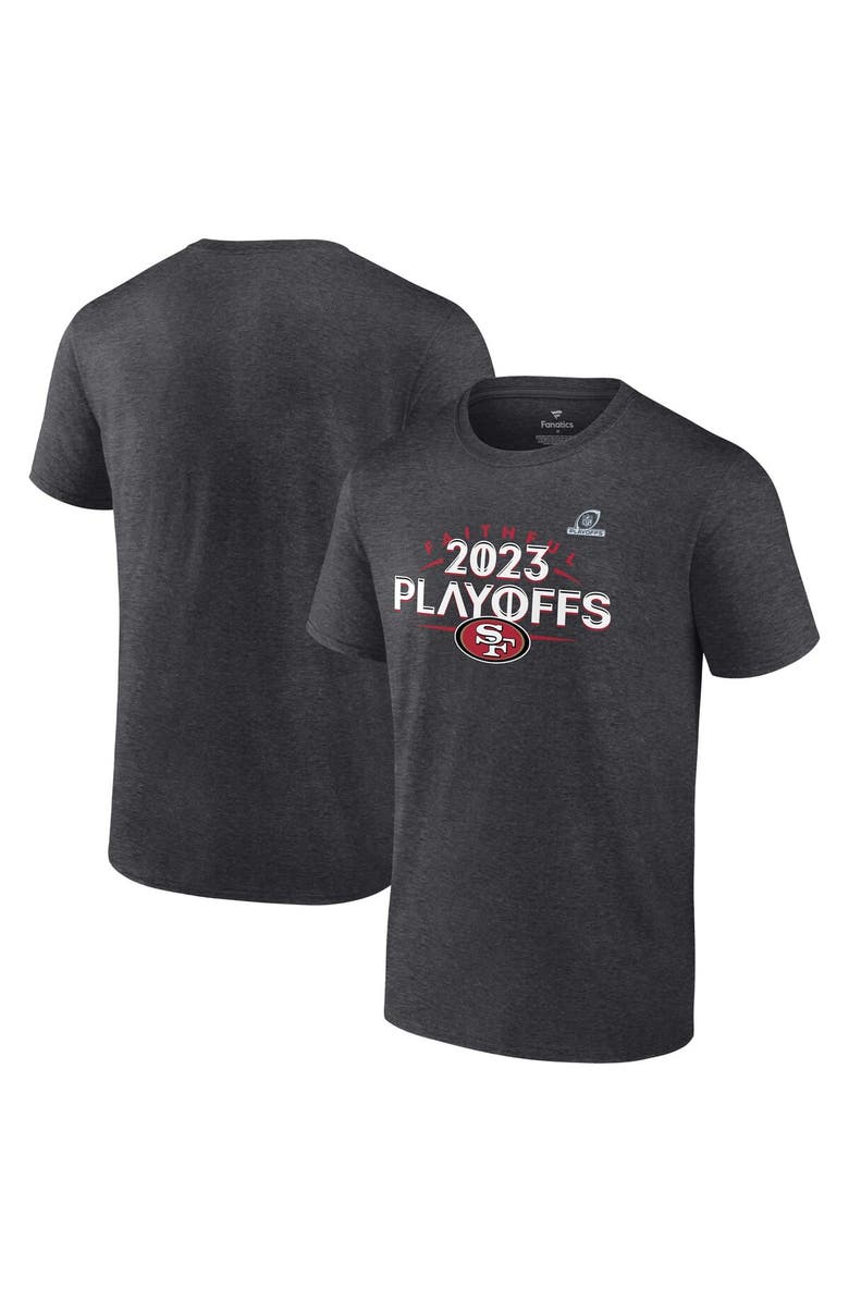 FANATICS Men's Fanatics Branded Heather Charcoal San Francisco 49ers 2023 NFL Playoffs T-Shirt, Main, color,