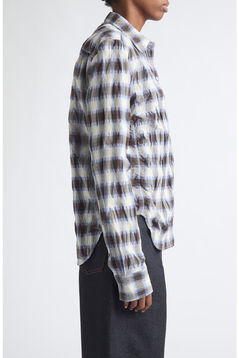 Shirred Button Front Shirt, Alternate, color, BROWN