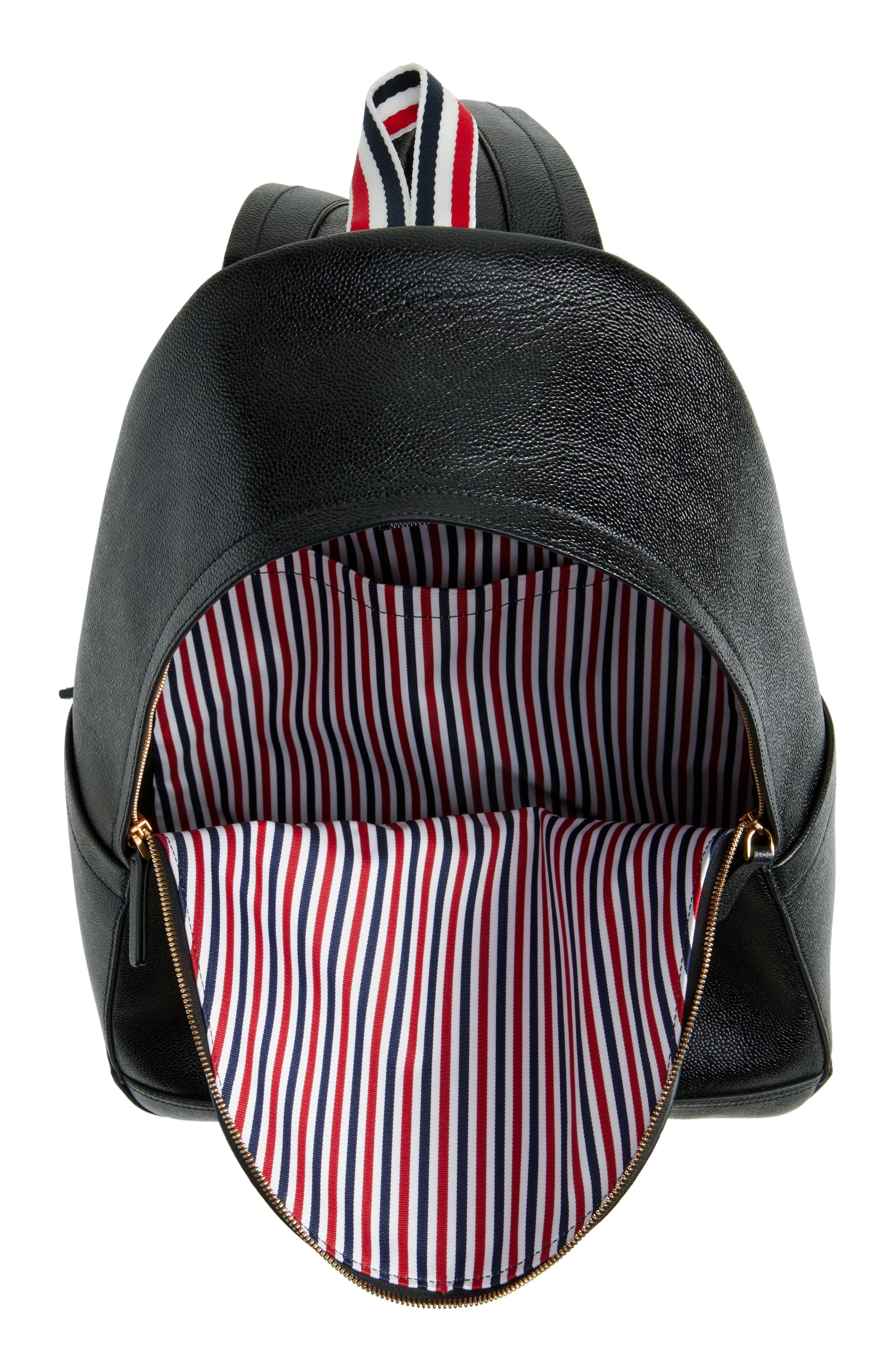 Thom Browne RWB Stripe Pebbled Leather Backpack, Alternate, color, Black