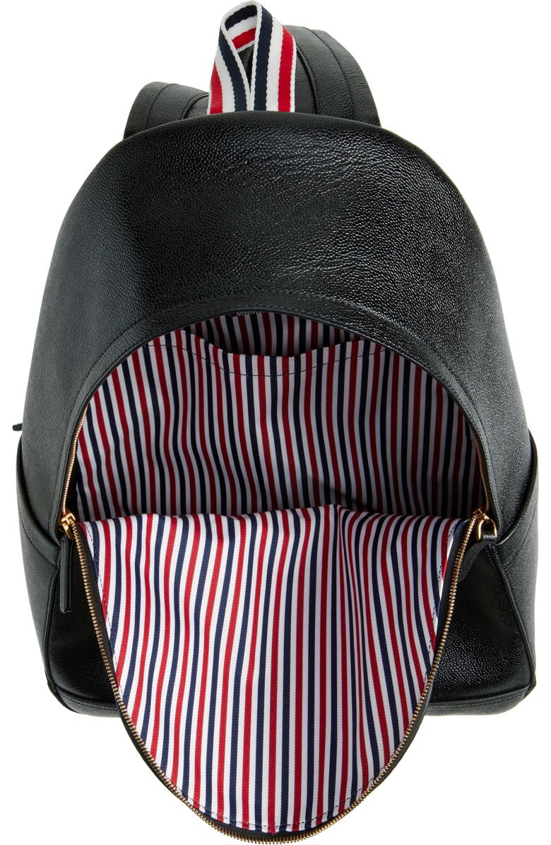 Thom Browne RWB Stripe Pebbled Leather Backpack, Alternate, color, Black