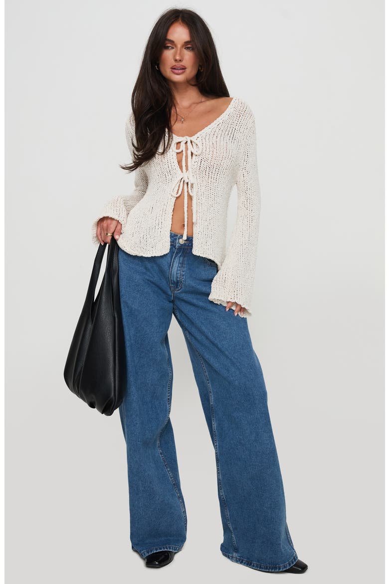 Swain Tie Front Cardigan, Alternate, color, CREAM