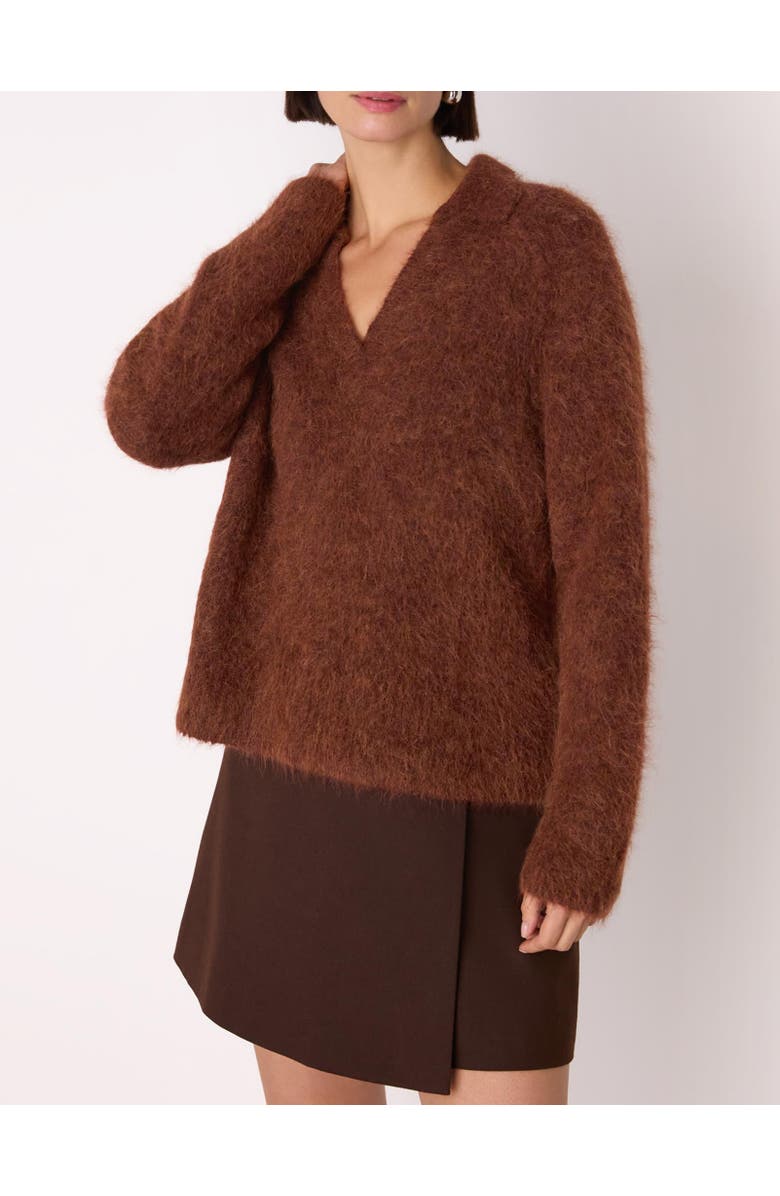 Whistles Alpaca Collar Neck Knit Sweater, Alternate, color, Rust