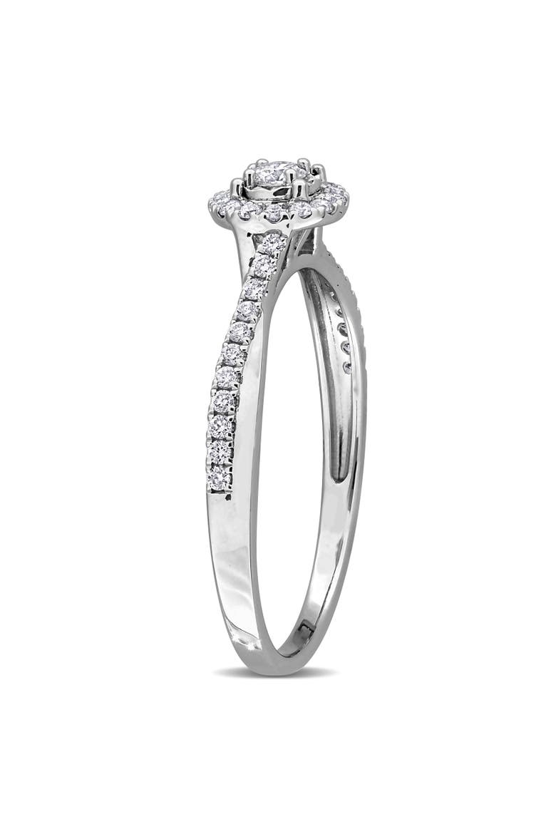 Lab-Grown Diamond Halo Crossover Ring 14k, Alternate, color, White Gold