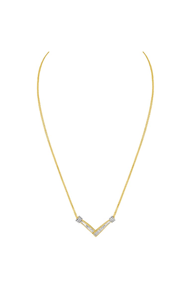 Haus of Brilliance 14K Yellow and White Gold 1/4 Cttw Diamond "V" Shape 18" Pendant Necklace, Alternate, color, Yellow