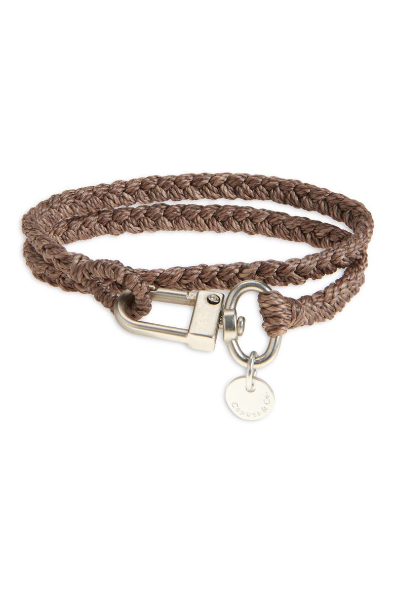 Men's Braided Double Wrap Bracelet, Main, color, BROWN