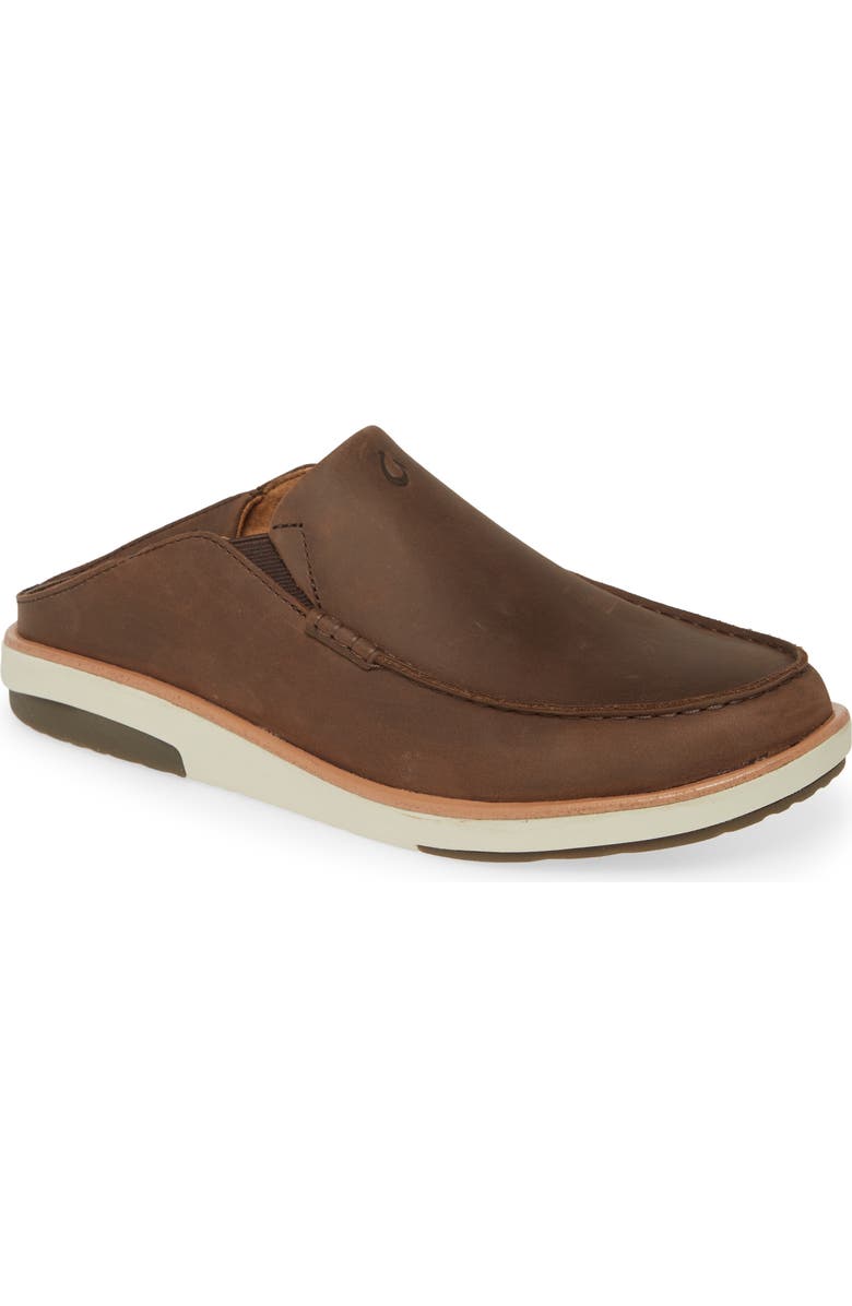 OluKai Kalia Slip-On, Alternate, color, Dk Wood/ Dark Wood Leather