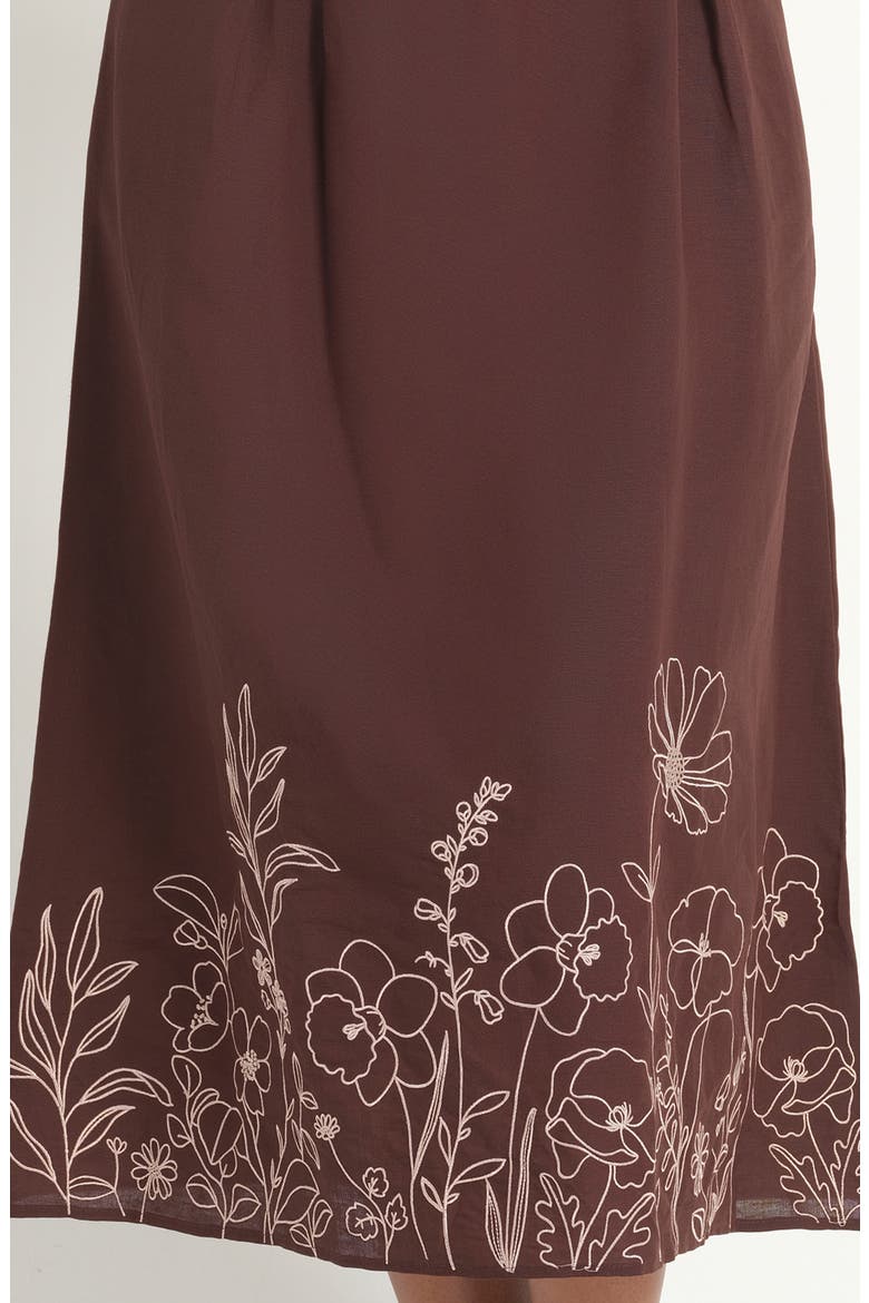 Emery Print Linen Blend Maxi Dress, Alternate, color, CHOCOLATE