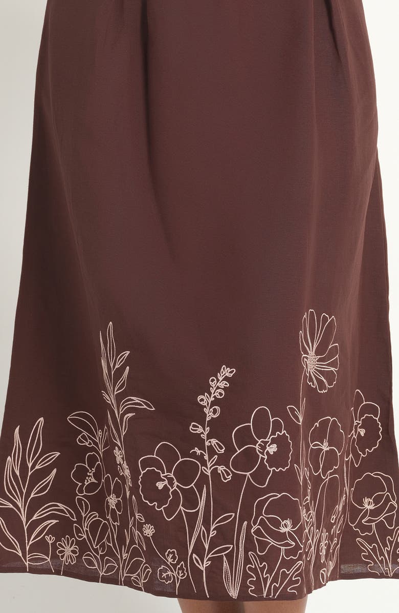 Estelle Emery Print Linen Blend Maxi Dress, Alternate, color, Chocolate