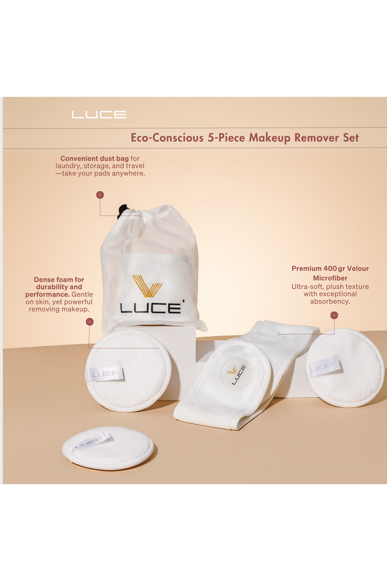 Eco-Conscious 5-Piece Makeup Remover Set - Soft & Effective, Alternate, color, WHITE