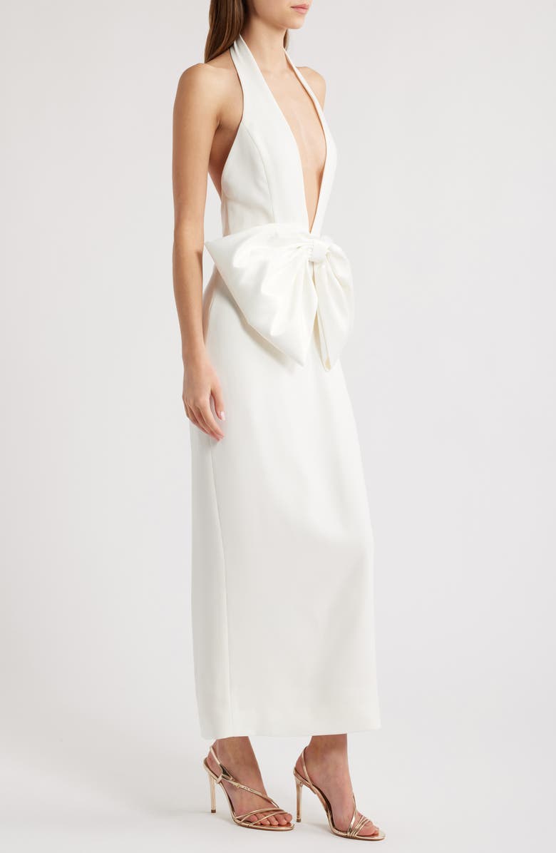 Sonya Moda Annique Bow Plunge Cocktail Dress, Alternate, color, White