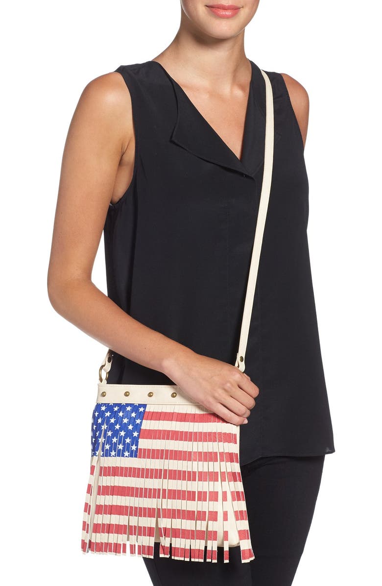 Lulu Faux Leather Flag Crossbody Bag, Alternate, color,